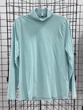 J. Crew Seafoam Green L/S 100% Cotton Turtleneck Size Large